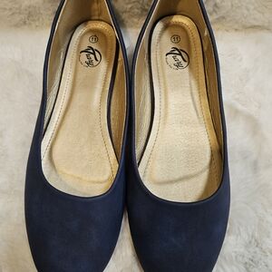 Trary Navy Blue Ballet Flats - Women's Size 11